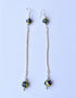 Blue Pottery beads With Metal Chain Earring in Yellow Base With Blue Flower